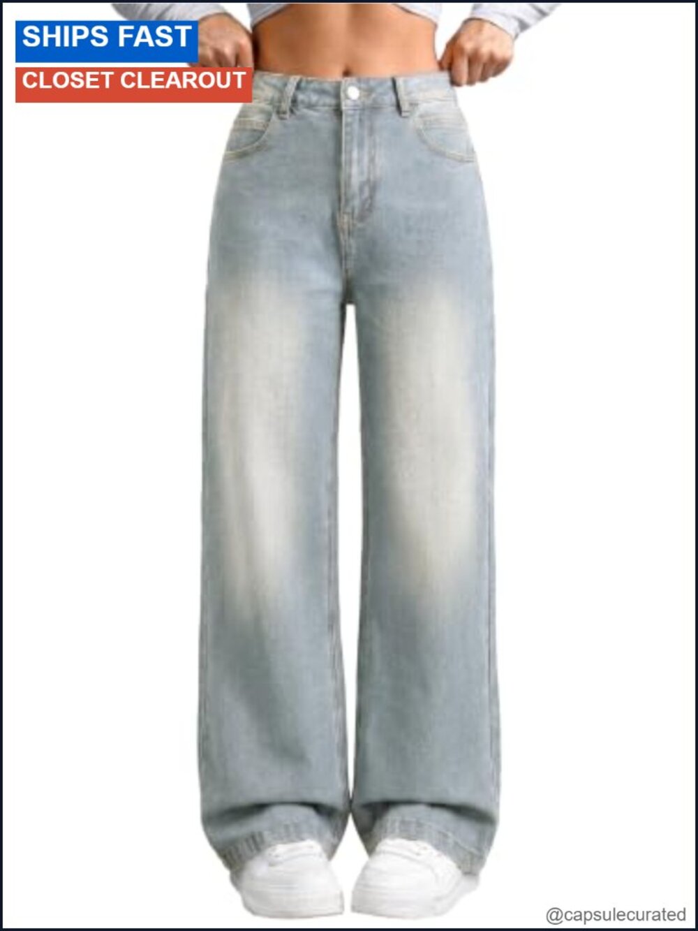 Women's Wide Leg Baggy High Waisted Loose Denim Pants